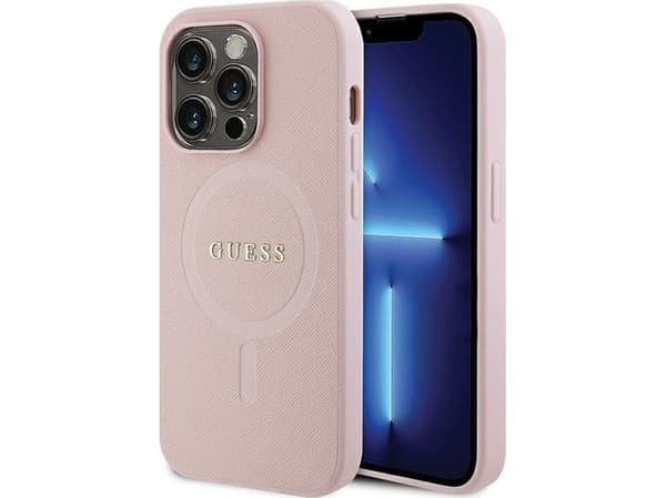 Guess-deksel til iPhone 14 Pro 6.1" GUHMP14LPSAHMCP rosa Saffino Magsafe