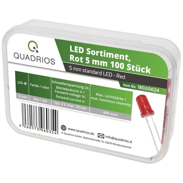 Quadrios LED sortiment Röd 5 mm 20 mA 2.0 V