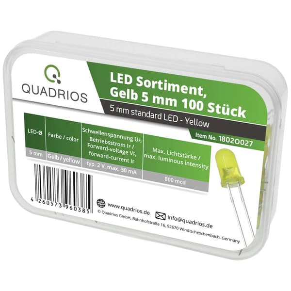 Quadrios LED sortiment Gul 5 mm 30 mA 2.0 V