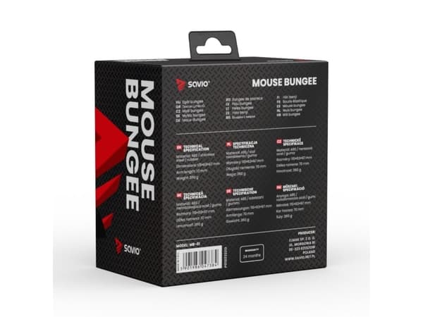Savio Mouse Bungee Mouse cable holder stable non-slip flexible arm MB-01, Black, 50 pc(s)