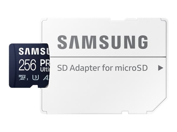 Samsung PRO Ultimate MB-MY256SA - Flashminnekort (SD-adapter inkludert) - 256 GB - A2 / Video Class V30 / UHS-I U3 - microSDXC UHS-I - blå