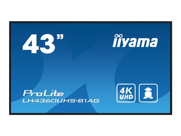 iiyama ProLite LH4360UHS-B1AG - 43" Diagonalklasse (42.5" synlig) LED-bakgrunnsbelyst LCD-skjerm - intelligent skilting - med innebygd SoC-mediespill Sort