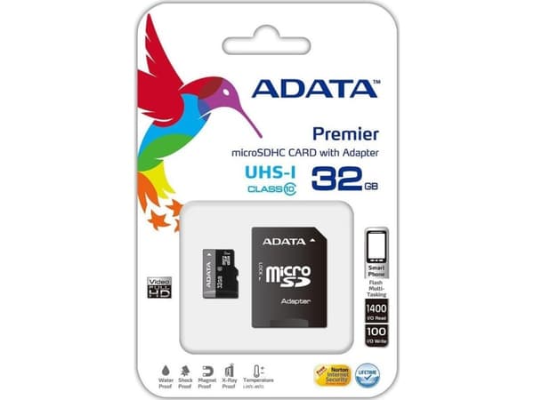 ADATA Premier microSDHC UHS-I U1 Class10 32GB, 32 GB, MicroSDHC, Klasse 10, 30 MB/s, 10 MB/s, Sort, Grå