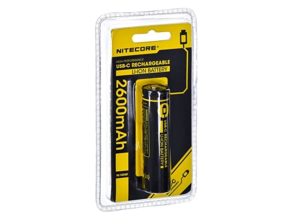 Nitecore NL1826R, Oppladbart batteri, Lithium-Ion (Li-Ion), 3,6 V, 1 stykker, 2600 mAh, Sort