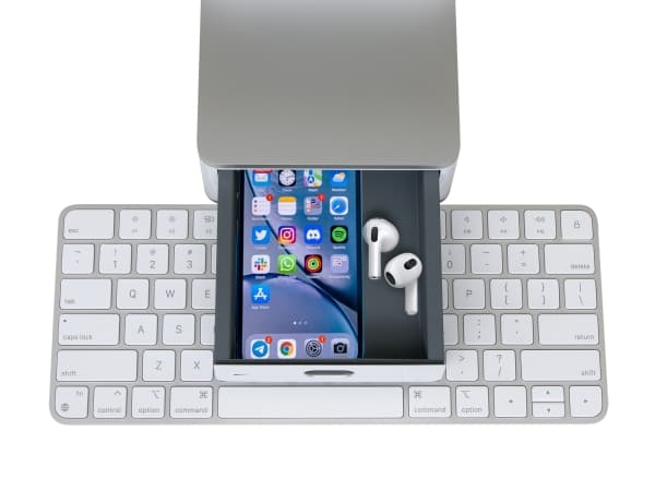 Rain Design - Skrivebordsstativ for monitor - hvit aluminiumsfarge - for Apple iMac (24 tommer)