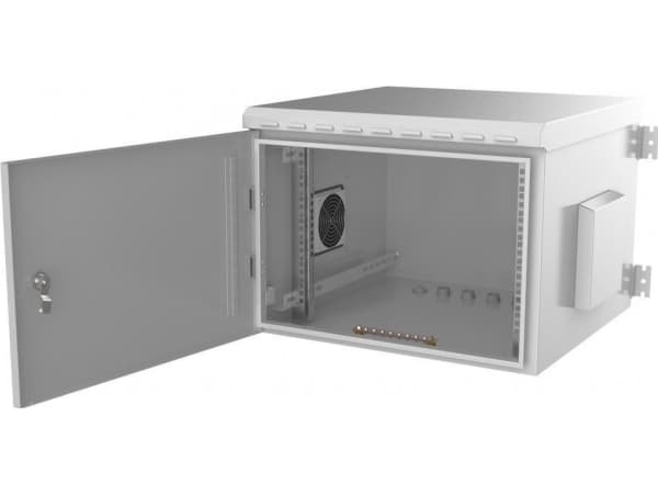 Techly I-CASE IP55-945, Veggmonterbar hylle, 9U, Nøkkellås, 34,6 kg, Grå