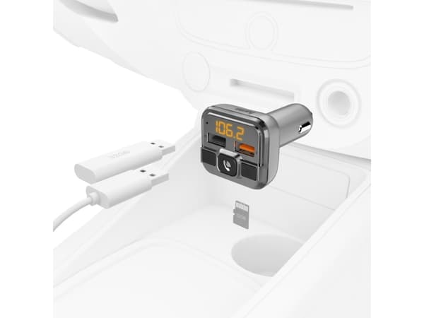 Hama - Bluetooth håndfri / FM-sender / lader for mobiltelefon, nettbrett - sølv