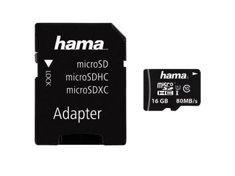 Hama microSDHC 16GB, 16 GB, MicroSDHC, Klasse 10, UHS-I, 80 MB/s, Sort
