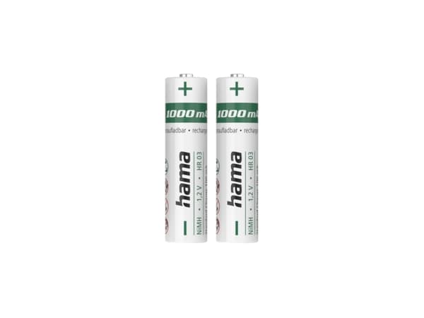 Hama 00223523, Ladattava akku, AAA, Nikkelimetallihybridi (NiMH), 1,2 V, 2 kpl, 1000 mAh