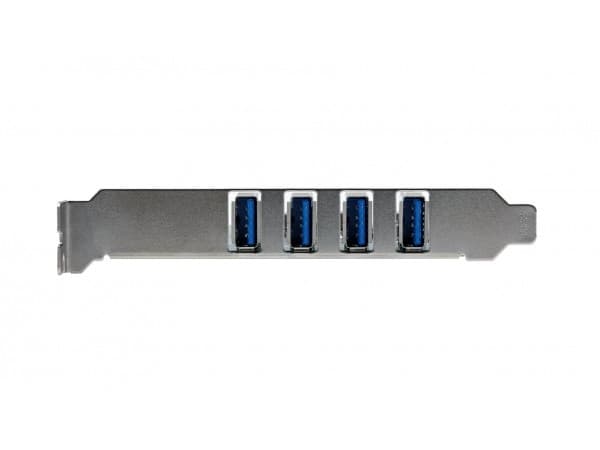 EXSYS EX-11044, PlayStation Network, USB 3.2 Gen 1 (3.1 Gen 1), Hunkjønn, Full høyde/lav profil, 4x External USB 3.2 Gen 1 A-female, Grønn, Sølv