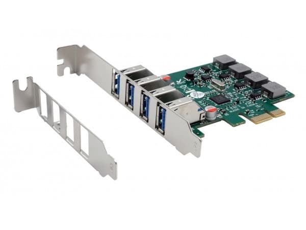 EXSYS EX-11044, PlayStation Network, USB 3.2 Gen 1 (3.1 Gen 1), Hunkjønn, Full høyde/lav profil, 4x External USB 3.2 Gen 1 A-female, Grønn, Sølv Grønn, Sølv