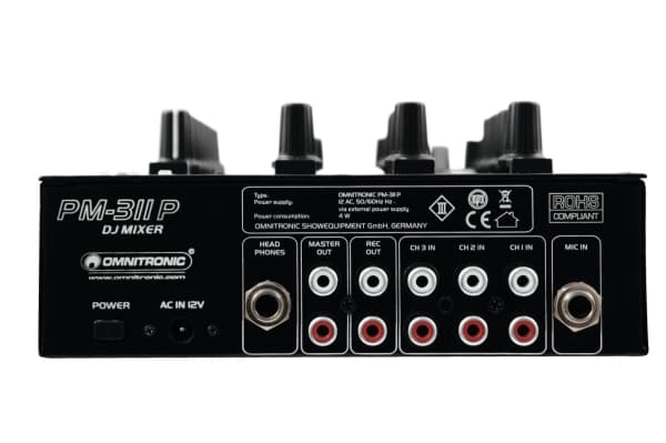 Omnitronic 10006879 lydmikser 3 kanaler 20 - 20000 Hz svart (10006879)