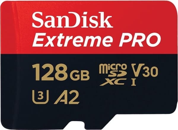 SanDisk Extreme Pro - Flashminnekort (microSDXC til SD-adapter inkludert) - 128 GB - A2 / Video Class V30 / UHS-I U3 / Class10 - microSDXC UHS-I