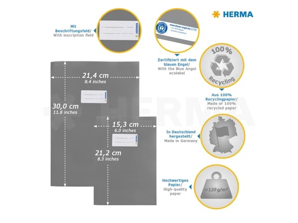 HERMA 7096, Svart, papper, 214 mm, 300 mm, 1 styck