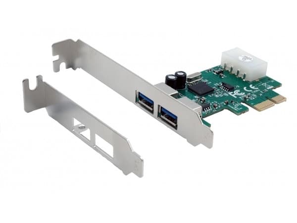 EXSYS EX-11042, PlayStation Network, USB 3.2 Gen 1 (3.1 Gen 1), Hunkjønn, Full høyde/lav profil, 2x External USB 3.2 Gen 1 A-female, Grønn, Sølv