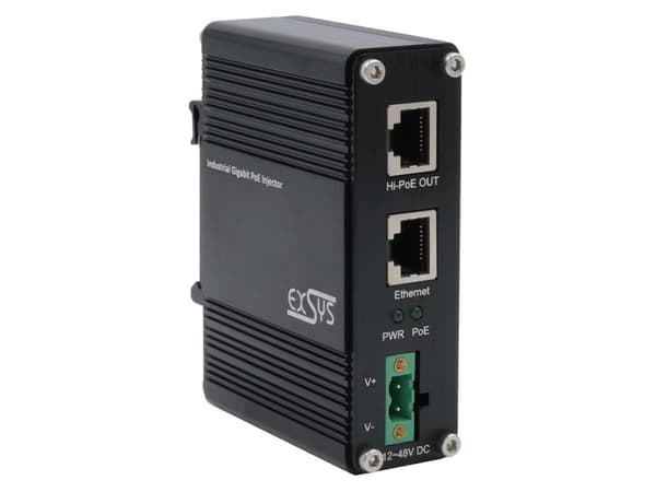 PoE+ Gigabit-injektor 60W DC-inngang +12V til +48V