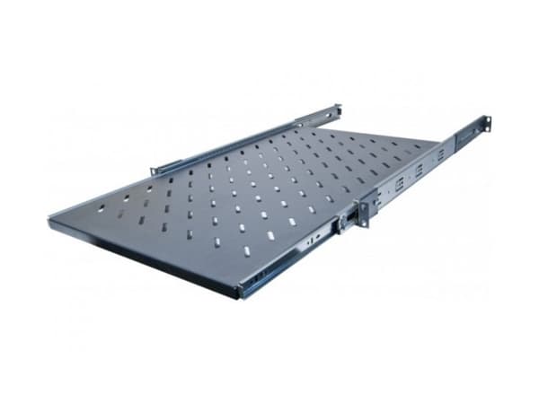 Dexlan 48,30 cm (19") uttrekkbar hylle, 1U, 750 mm dybde, RAL 9005 svart for sideveis festing til 48,30 cm (19") profilene (755282)