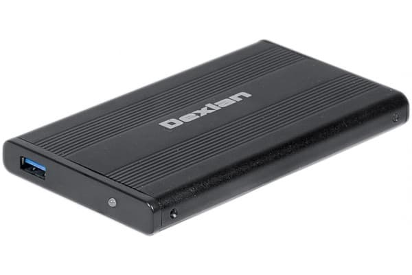 Dexlan 738308, HDD/SSD-kabinett, 2.5", SATA, 5 Gbit/s, USB-tilkobling, Sort Sort