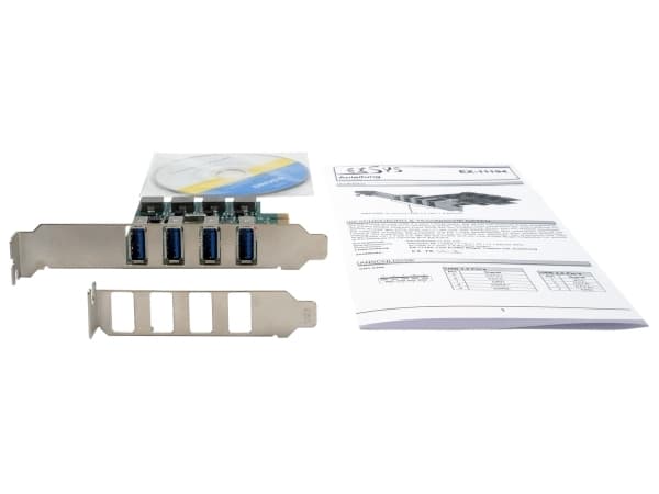 EXSYS GmbH USB 3.2 Gen 1 PCIe-kort med 4 portar, 3A (Renesas) (EX-11194)