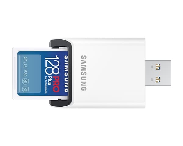 Samsung PRO Plus MB-SD128SB - Flashminnekort - 128 GB - Video Class V30 / UHS-I U3 / Class10 - SDXC UHS-I - hvit
