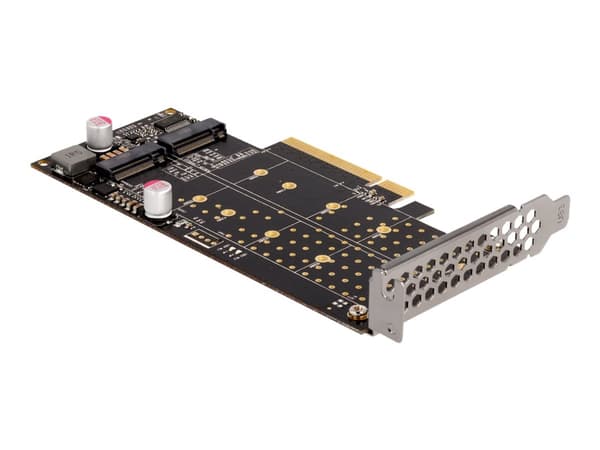 Delock PCI Express x8 Card to 2 x internal NVMe M.2 Key M - Bifurcation - Kontrollerkort - M.2 - M.2 NVMe Card - låg profil - PCIe 4.0 x8