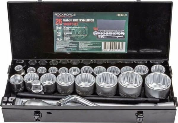 ROCKFORCE hylsnyckelsats 26 el. 3/4" 12-POINT.