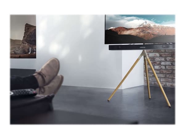 One For All WM 7472 - Stativ - tripod - for flatpanel - handmade wood - sølvgrå, ek - skjermstørrelse: 32"-65" - plassering på gulv Eik, Sølv, Grå