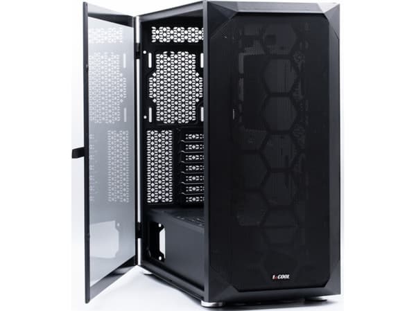 1stCOOL Chassi 1stCOOL Chassi Wind Storm Black MiddleTower ARGB, AU, USB3.0, utan nätaggregat, RGB-fläkt, transparent sidopanel, svart