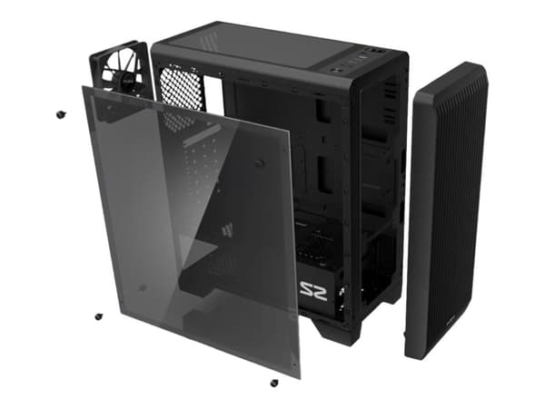 Zalman S2 Midi Tower Case - Black Window, Midi Tower, PC, Musta, ATX, mikro ATX, Mini-ITX, Akryyli, Muovi, Terästä, Koti /Toimisto