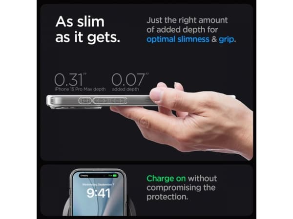 Spigen ACS06579, Omslag, Apple, iPhone 15 Pro Max, 17 cm (6.7"), Guld, Transparent