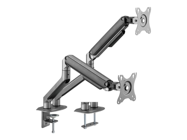Gembird MA-DA2-05 - Monteringssats (arm för bordsmontering) - justerbar arm - för 2 LCD/plasmapaneler - stål, aluminium, plast - rymdgrå - skärmstorl Grå