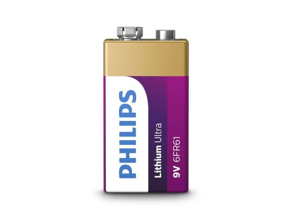 Philips Lithium Ultra Batteri 6FR61LB1A/10, Engangsbatteri, 9V, Lithium, 9 V, 1 stykker, Cd (kadmium), Hg (kvikksølv), Pb (bly)