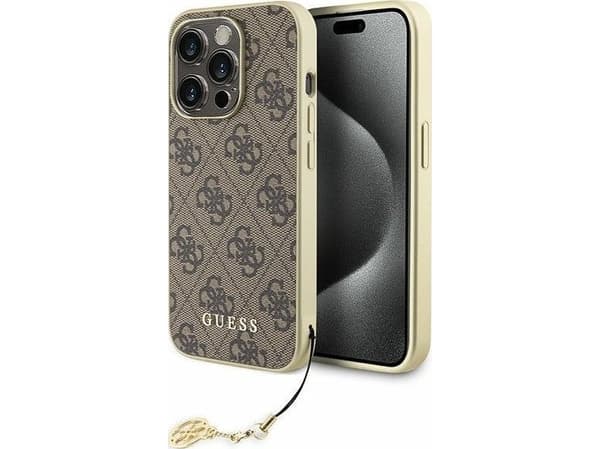 Dėklas Guess GUHCP15LGF4GBR iPhone 15 Pro 6.1" brzowy/ruda hardcase 4G Charms Collection