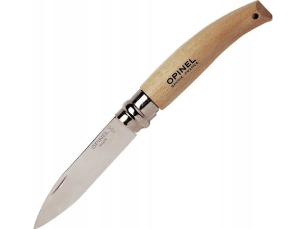 Opinel Garden N°08 - Knife - beechwood - 8.5 cm - small dark dashes, light yellow to pink handle