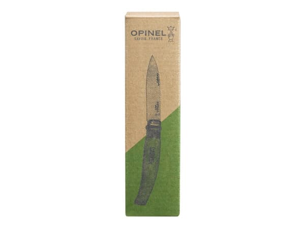 Opinel Garden N°08 - Knife - beechwood - 8.5 cm - small dark dashes, lysegul til rosa håndtak