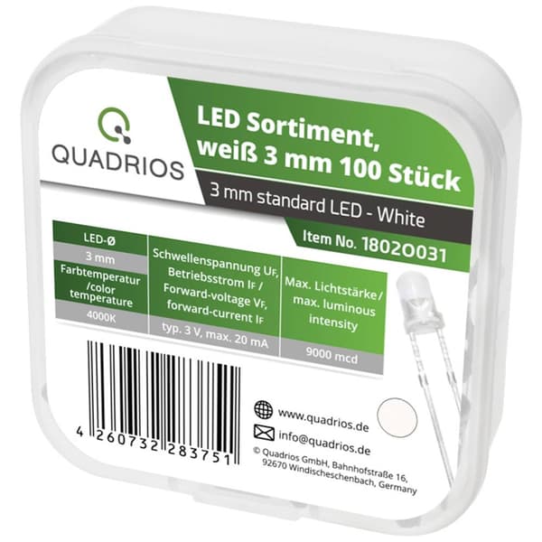 Quadrios LED sortiment Naturvit 3 mm 20 mA 3.0 V