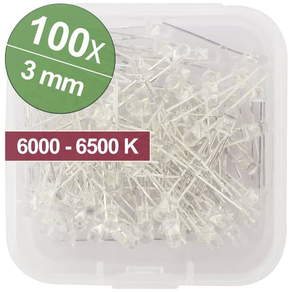 Quadrios LED sortiment Kallvit 3 mm 20 mA 3.0 V