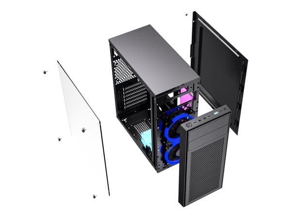 Gembird Fornax M100B - - ATX - sidepanel med vindu (glass) - ingen strømforsyning (ATX) - svart - USB/lyd