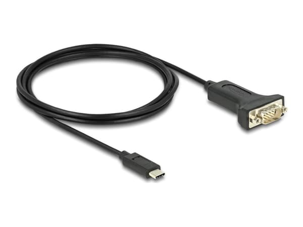 Delock - USB / seriell kabel - 24 pin USB-C (hane) till RS-232 (hane) - 2 m - svart Svart
