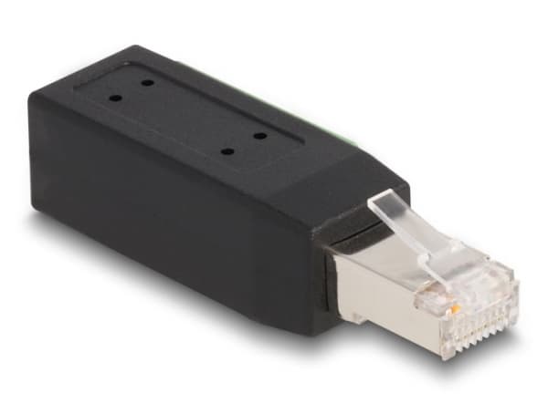 Delock - Nätverkskort - 8-stifts terminalblock (hane) vinklad till RJ-45 (hane) - UTP - CAT 5e - svart, grön