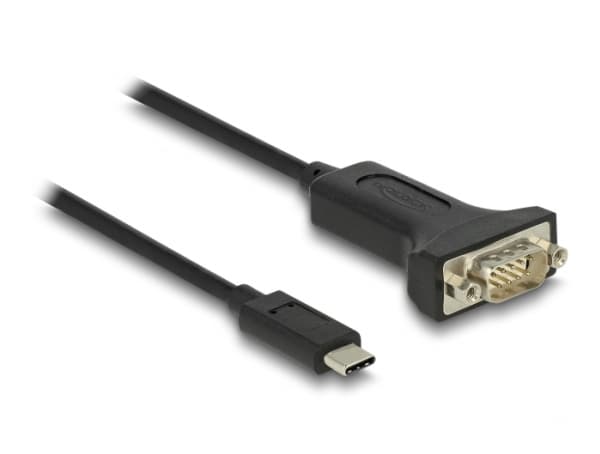 Delock - USB / seriell kabel - 24 pin USB-C (hane) till RS-232 (hane) - 1 m - svart