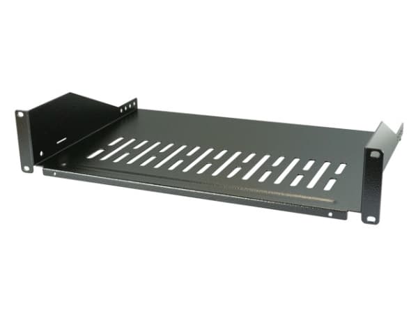 19" hylly 2U, syvyys 300 mm, RAL9005 kantavuus 22 kg Hyllyt 48,30 cm (19") asennukseen kiinteällä syvyydelläLisäiset takakannattimet ja kiinnityshihn