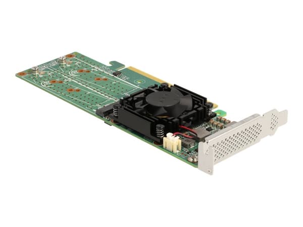 Delock - Lagringskontroll - M.2 - 4-kanals - M.2 NVMe-kort - lav profil - PCIe 3.0 x16 Grønn