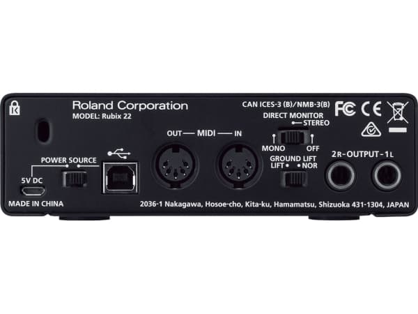 Roland Rubix22, Desktop, Sort, USB, 24-bit/192kHz, 44.1,48,96,192 kHz, USB