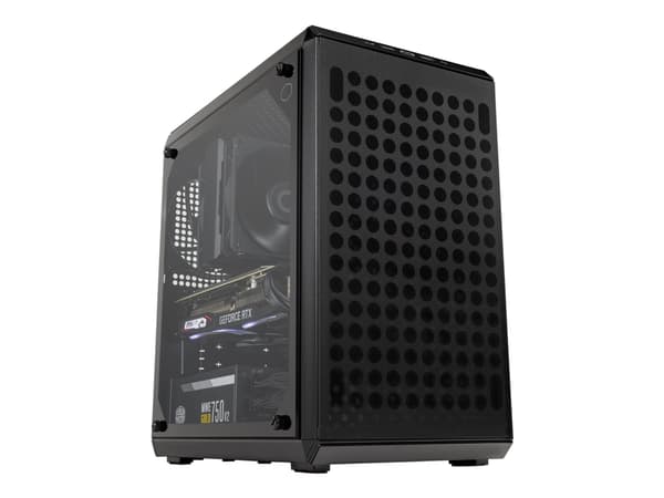 Cooler Master Q300L V2 - MT - micro ATX - sidepanel med vindu (herdet glass) - ingen strømforsyning (ATX) - svart - USB/lyd