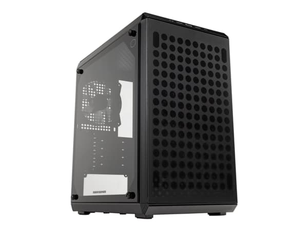 Cooler Master Q300L V2 - MT - micro ATX - genomskinlig sidopanel (härdat glas) - ingen strömförsörjning (ATX) - svart - USB/ljud Svart, Transparent