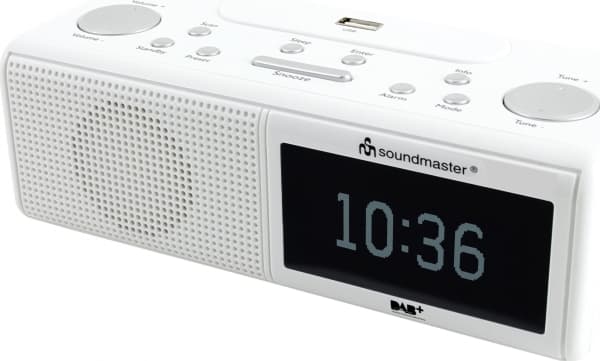 Soundmaster UR8350WE, Kello, Digitaalinen, DAB+, FM, LCD, Yksivärinen, Valkoinen