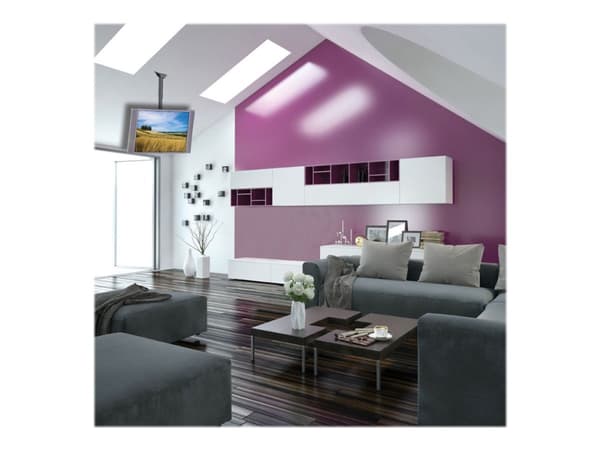 TECHly - Monteringssett (takmontering, monteringsbrakett, teleskopstang) - for flatpanel - stål - svart - skjermstørrelse: 37"-70" - takmonterbar
