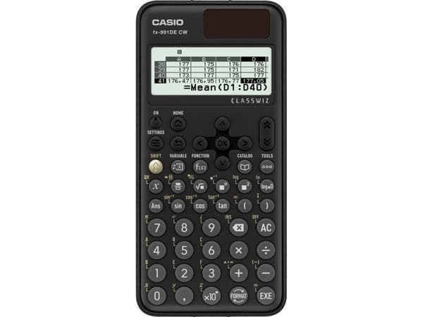 Casio fx-991DE CW, Lomme, Vitenskaplig, 12 sifre, Batteri, Sort
