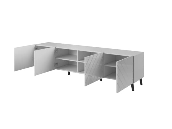 Cama RTV skap ABETO 200x42x52 hvit/blank hvit - Hvit - Medium density fiberboard (MDF) - Hvit - Medium density fiberboard (MDF) - 4 hyller - Matt (AB